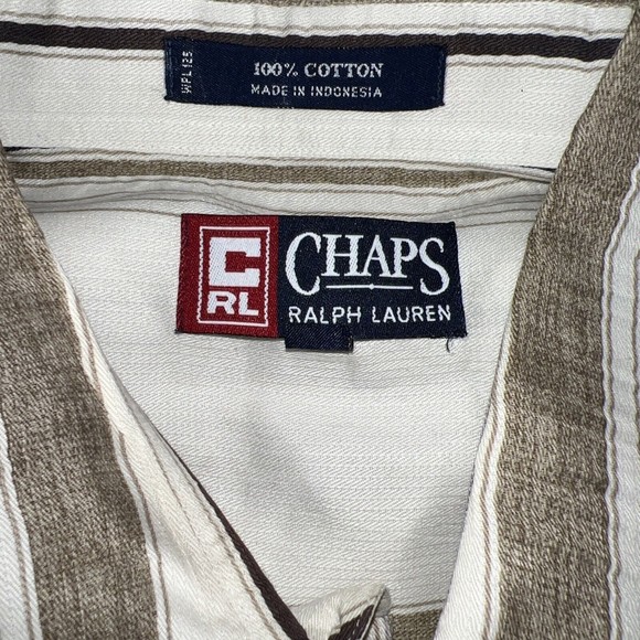 Ralph Lauren Men XL  XXL Button Down Long Sleeve Shirt Stipe Ivory Coal Runs BIG - Picture 10 of 13